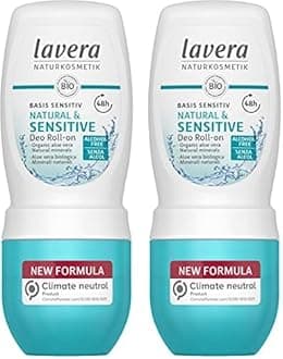 lavera basis sensitiv Deo Roll-on Natural & Sensitive - deodorant roller with organic aloe vera - 48-h protection - for sensitive skin - alcohol-free - natural cosmetics - vegan - organic (1 x 50 ml)