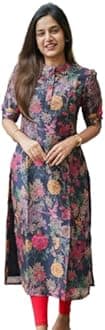 Sun Fashion And Lifestyle Women's Chanderi Stitched Printed Kurta for Women
