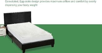 Mayton Convoluted Egg Shell 1-inch Breathable High-Density Foam Bed Topper | Makes Mattresses Comfortable and Relaxing, Provides Faster Pain Relief and Orthopedic Beneficial Support, Twin, White