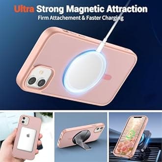 SUPFINE Magnetic for iPhone 12 Case/iPhone 12 Pro Case (Compatible with MagSafe) (Military Grade Drop Protection) Slim Translucent Matte Shockproof with Anti-Fingerprint Phone Case,Pink