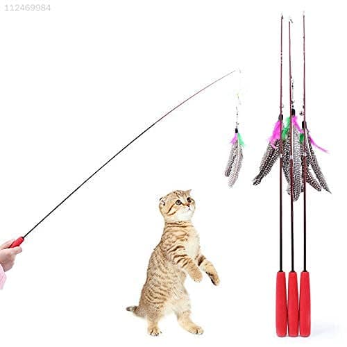 ubersweet® Imported A9E2 Three Part Da Feather Teaser Wand Cat Refills Funning Funny Stick