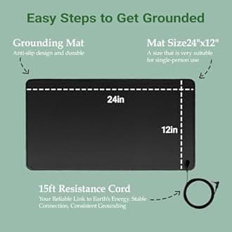 Grounding Mat Kit, Grounding Mat with 15 Foot Cord and Grounding Wristbands, Earth Mat Grounding Pad for Sleep, Energy, Pain Relief, Inflammation, Feet and Back Pain(23.6" x 11.8")
