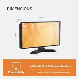 Cranique Polyvinyl Chloride (PVC) Dust Proof LCD / LED Transparent Monitor Cover For 27" Dell | HP | LG | Lenovo | Samsung | Acer | Benq 27 Inch (LCD-TS-27-Black)