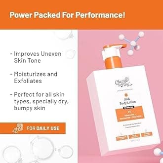 Chemist at Play Exfoliating Body Scrub For Removing Tan & Dead Skin Cells + AHA Body Lotion with 5% Natural AHA, Niacinamide, Shea Butter 236ml