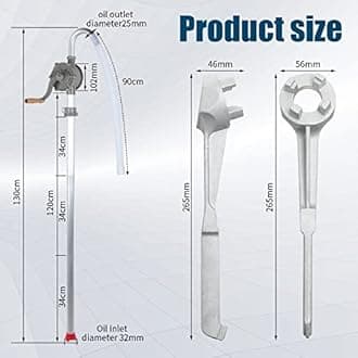 Funtery 55 Gallon Drum Pump with Drum Wrench Set Oil Transfer Barrel Rotary Hand Pump Plug Bung Wrench for engine oil, diesel fuel, gasoline, kerosene, fits 10, 15, 20, 30, 55 Gal