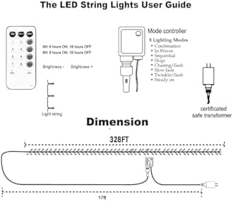 Dazzle Bright Outdoor Christmas String Lights, 1000 LED 328 FT Plug in Fairy Light with Remote Control 8 Modes & Timer, Waterproof Decoration for Home Garden Yard Xmas Wedding, Red & Green