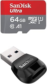SanDisk 64GB Ultra microSDXC UHS-I Memory Card with Adapter – Up to 140MB/s with SanDisk MobileMate USB 3.0 microSD Card Reader