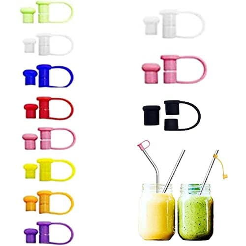 24pcs Silicone Straw Tips Cover (6MM16PCS+8MM 8PCS) Reusable Drinking Straw Cap Cover Multicolored Food Grade for Stainless Steel Straws…