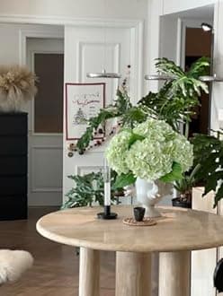 YalzoneMet 4Pcs Light Green Hydrangeas Artificial Flower Natural Lifelike 21'' Long Stem Real Touch Hydrangea Latex Flower Bouquets for Home Living Room Party Wedding Table Centerpiece Decor