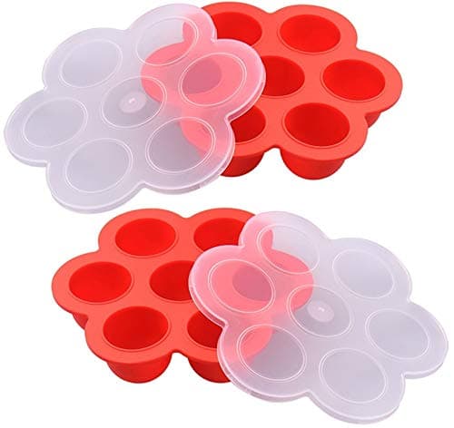 Vita SaggiaEgg Bites Mold Set for Instant Pot Set of 2 with 2 Lids – Silicone Sous Vide Cooker and Egg Poacher Baby Food Freezer Tray Makes Mini Quiches, Meatloaf and Brownie Bites in Pressure Cooker