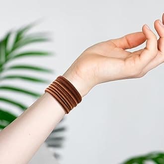 Qarwayoc 50PCS Thick Hair Ties, Cotton Hair Bands for Thick Curly Heavy Hair, Brown, 2 Inch in Diameter, no Damage, Seamless, Two Color MIXTURE, Lasting Fashion