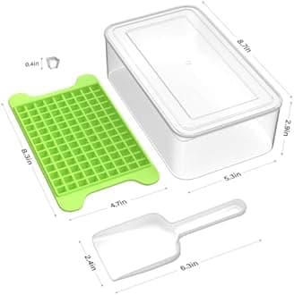 Mini Ice Cube Tray for Freezer: FDDBI Small Ice Trays for Freezer with Bin - 117×4PCS Easy Release Nugget Ice Tray - Crushed Ice Tray with Ice Container
