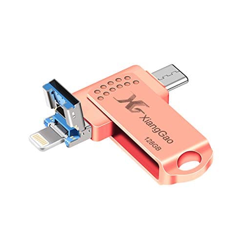 OS Flash Drive 128GB iPhone Memory Stick,XiangGao Thumb Drive USB 3.0 Lightning Memory Stick for iPhone iPad Android and Computers (Rose Gold)
