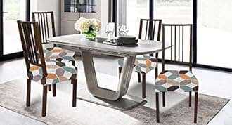 BRIDA Stretchable Floral Geometric Printed Dining Chair Seat Covers Elastic Chair Seat Case Protector, Slipcovers (Football, 4 Seat Cover)