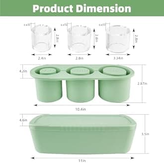 Tcamp Ice Cube Tray for 40 oz Tumbler Cup, Silicone Ice Cube Molds With Lid and Bin for Chilling Cocktails, Whiskey, Drinks, Coffee, Easy Fill and Release Ice Maker (Green)