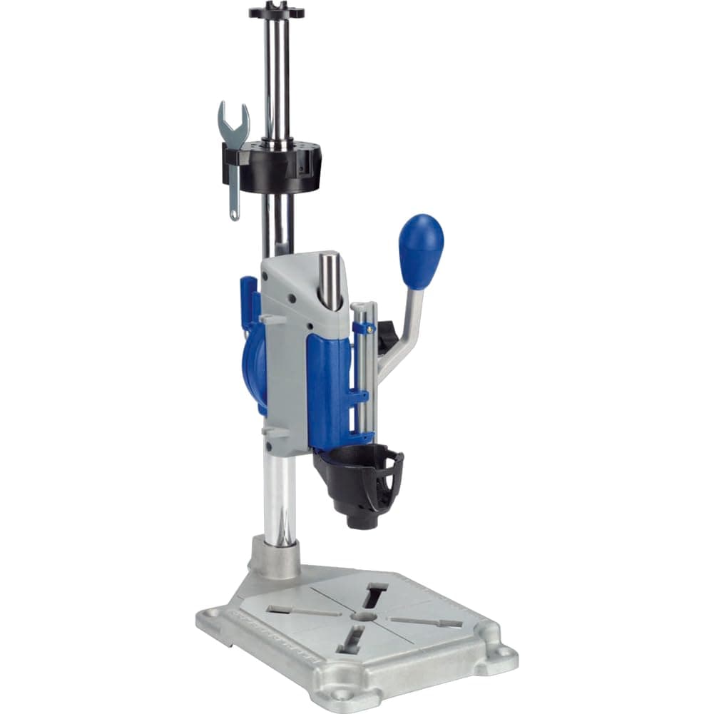 Drill Press Rotary Tool Workstation Stand with Wrench - Mini Portable Press & Tool Holder - 2 Inch Depth- Ideal for Drilling Perpendicular and Angled Holes - 220-01