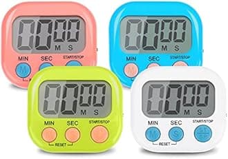 CHEMEILAI 4-Piece Multi-Function Electronic Timer, Suitable for Kitchen, Study, Work, Exercise Training, Outdoor Activities (Blue, White, Green, Pink)