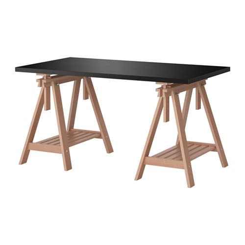 Ikea LINNMON/FINNVARD - Table, black-brown, beech - 150x75 cm