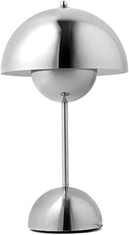 Mushroom Table Lamp Mid Century Modern LED Table Lamps Retro Desk Lamp 3-Way Dimmable Touch Bedside Nightstand Lamp for Bedroom Living Room Home Office Wedding (Metal/Silver)