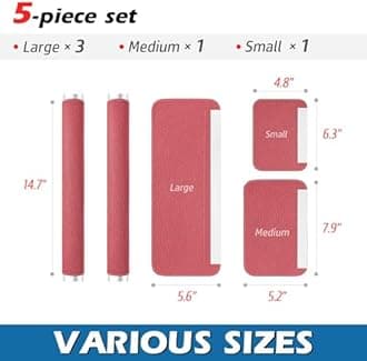 Refrigerator Door Handle Covers, 5 PCS, Adjustable Appliance Handle Covers, Keep Your Kitchen Clean, Microwave Oven Stove Dishwasher Handle Protector, Non Slip Fridge Handle Cover(Blush Red)