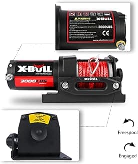 X-BULL 12V 3000LBS Electric Winch Synthetic Rope Electric Winch for Towing ATV/UTV Off Road with Mounting Bracket Wireless Remote New