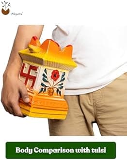 Niyara Ceramic Tulsi Pot – Traditional Plant Holder with Elegant Design (Color- Multicolor Size- 7.5 X 10 inch)