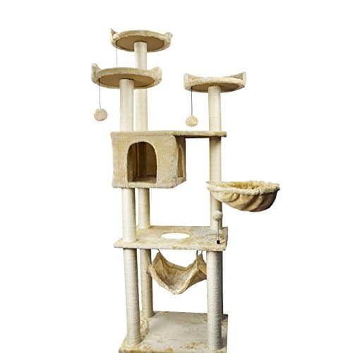 WIKI-01B 70" Tall Cat Tower with Hammock, Beige