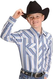 Toddler Boys Long Sleeve Western Snap Shirt - Turquoise Blues