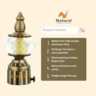 Natural Heavy Duty Aluminum Royal Luxury Design Curtain Bracket/Finial and Curtain Support with Screw/Wallplug for Window & Door Curtain Fittings Suitable Upto 1 Inch Pipe. (12 Set, Antique Brass)