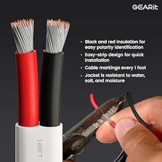 GEARit 16 Gauge Marine Wire, 16/2 AWG (20ft) Marine Grade Tinned Copper Oxygen Free, Duplex 2-Conductor Insulated Red & Black Electrical Cable for Boat, Automotive, RV, Camper, Trailer