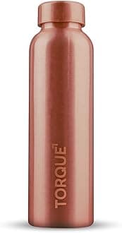 Torque - 100% Pure Copper Bottle 1+ Litre Ayurveda Health | Leak Proof Durable & Rust Proof BPA Free Copper Water Bottle for School Kids Gift Office Gym Sport