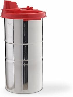 SignoraWare 650 ML Easy Flow Stainless Steel Oil Dispenser Bottle with Lid and Cap | Air-Tight Spill-Proof | Food Grade Pourer Drizzler (Red, Set of 1 | 650ml)