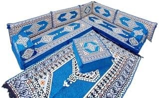 arabicsofa U Shaped Arabic Sofa Set – Royal Blue Modular Floor Seating for Guest Room