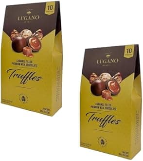 Lugano Premium Milk Chocolate Truffles Caramel Filled - Pack of 2 - Delicious and Decadent Chocolate - Perfect for Sharing with Friends and Family - 10 Truffles Per Box