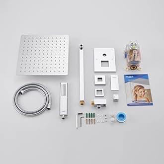 IRIBER Rain Shower System with 10 Inch 2mm Ultra Thin Shower Head and Handheld Combo Set, Shower Faucet Mixer Valve Included Modern Rainfall Shower Sets for Bathroom, Chrome Finish