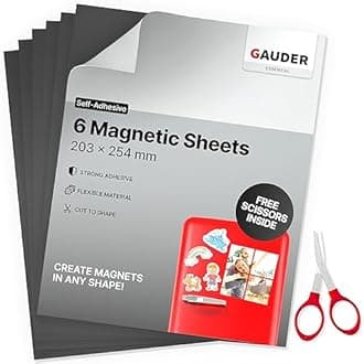 GAUDER Magnetic Sheets Self-Adhesive (20 x 25 cm – 6 Pieces) | Magnet Sheets | Magnetic Sheets for Crafts & more