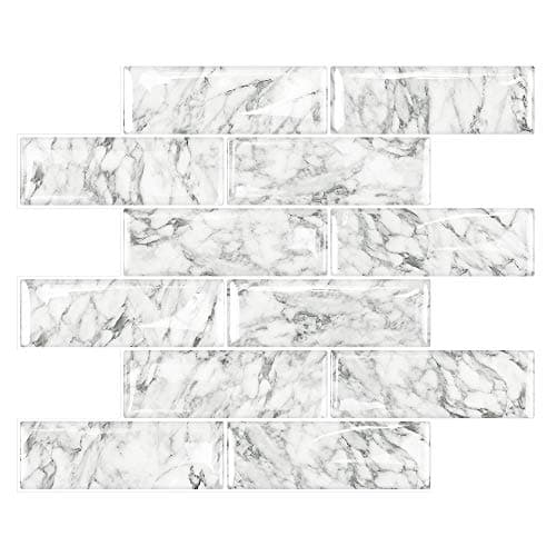 Vamos Tile 10-Sheets Peel and Stick Backsplash Thicker Design Wall Tiles for Kitchen, Stick on Self Adhesive Vinyl Tiles
