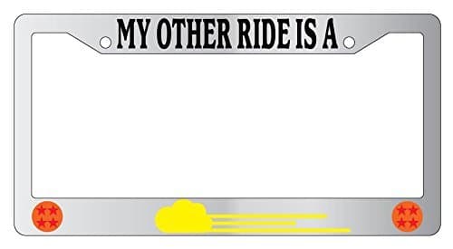 My Other Ride Is A Flying Nimbus LOGO Chrome Plastic License Plate Frame Dragon Ball Z