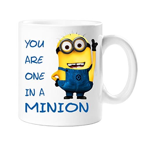One in a Minion Coffee Mug – Funny Printed 11oz Ceramic Cup – Cute Cartoon Mug for Coffee, Tea & Hot Chocolate – Unique Gift for Friends, Family, Kids, Office, Birthday & Christmas