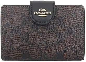 [My Organyee] Women's Wallet Mail Order L-Shaped Shoulder Bifold Wallet Medium Corner Zip Wallet Signature Canvas Outlet, Walnut × Black