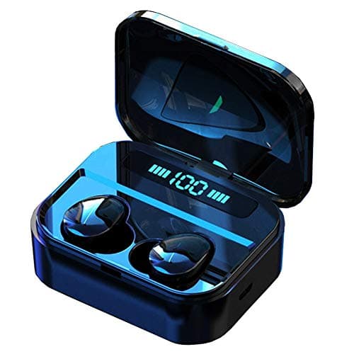 Wireless Earbuds LED Display True Wireless Earphones with Battery Case (D-black1)