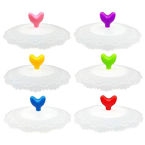 Silicone Cup Lids - Creative Bud Clip Holder Mug Cover From Anti-dust Airtight Seal Silicone Drink Cup Lids Tea Coffee Mugs Lids 6 Set White Flower Covers for Bugs (Small Bud)