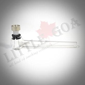 5 Inch Metal Part Glass Oil Pipe + Free 1 Packet Metal Screen + Free 1 Brush