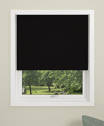 DEBEL Mini Blackout Roller Blind, Uni, Fabric, Black, 80 x 150 cm