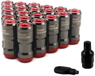 Volk Racing Concealed Heptagon Formula Steel Wheels Lock Lug Nuts Acorn Rim Close End M12x1.25 M12x1.5 Burning Blue 20Pcs/Set (Color : Titanium Color, Size : M12x1.5)