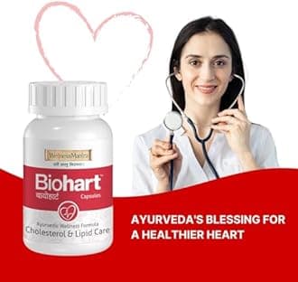 Wellness Mantra BioHart for Heart Health and Cholesterol Care | Helps Lower Triglycerides | Arjunchhal, Haritaki, Lasoon and more herbs | Pack of 1 (60 Capsules)