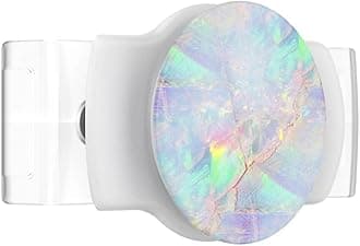 PopSocketsPopGrip Slide Stretch Non-Stick Phone Stand and Grip with Square Edges and a Replaceable Top - Compatible with Most Smartphones - White Opal