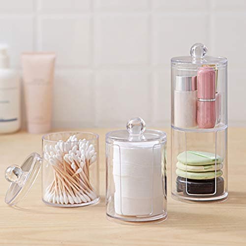 Acrylic Cotton Pad Holder Transparent Round Container Storage Case Makeup Cotton Pad Box