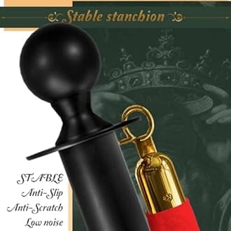 6PCS Black Stanchions Posts with 4PCS 5 ft Black Velvet Rope, Black Velvet Rope Stanchion Set Crowd Control Barriers, Stanchions and Velvet Ropes Red Carpet Poles for Party Supplies