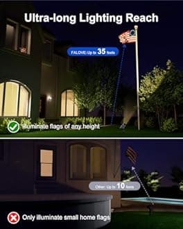 2 Pack Outdoor Solar Powered Spot Lights Waterproof Bright LED Spotlights Outside Uplighting for Yard Flag, Tree, Lawn, Garden, Backyard, House, Driveway, Super Focused Lens Spotlights, Warm White
